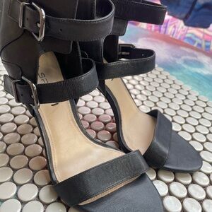 VIA SPIGA Evangeline Black Italian Leather Stilettos Size 8 / 39 EUC